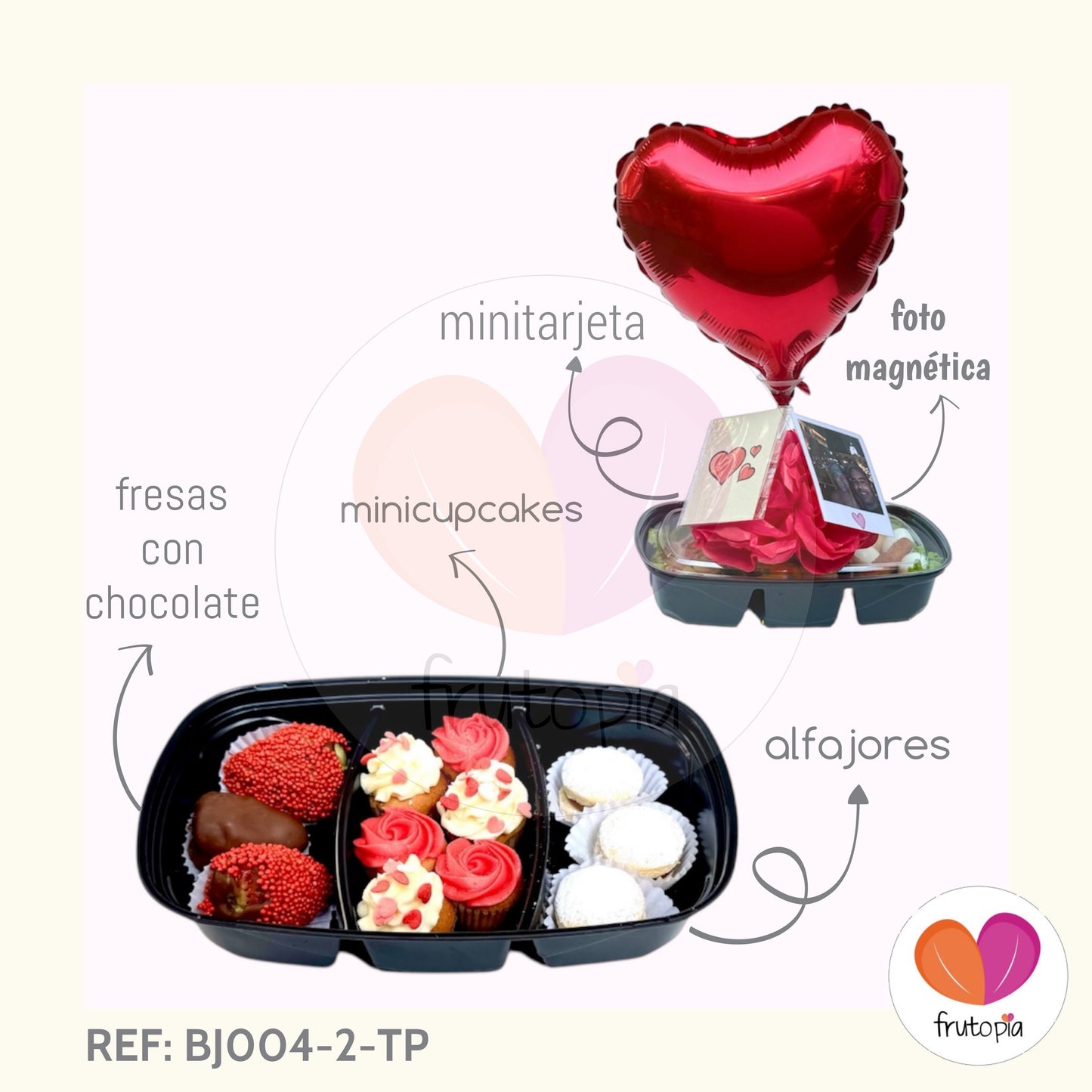 Bandeja de fresas con chocolate, alfajores y minicupcakes REF: BJ004-2-TP