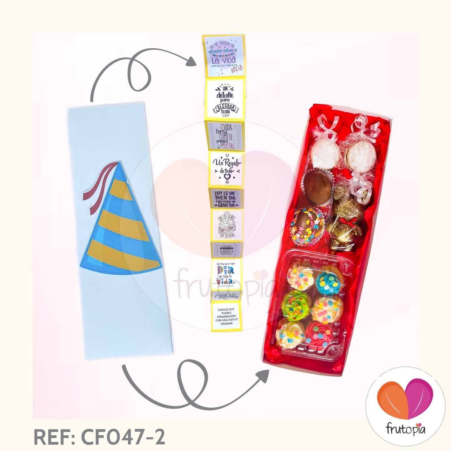 Caja de pasabocas fresas de chocolate, alfajores, chocolate y minicupcakes REF: CF047-2