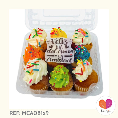 3 cajitas x 9 minicupcakes REF: MCA081-1X9 FELIZ DIA DEL AMOR Y LA AMISTAD