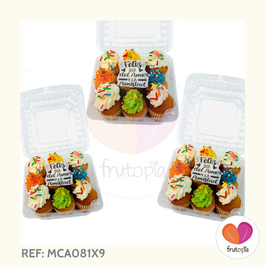 3 cajitas x 9 minicupcakes REF: MCA081-1X9 FELIZ DIA DEL AMOR Y LA AMISTAD
